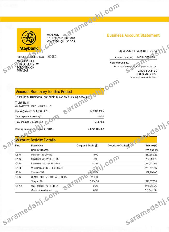 MAYBANK bank statement
